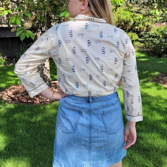 Snoopy print shirt cartoon shirt with piping, retro cartoon shirt - Picture 2 of 12